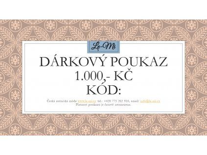 Dárkový poukaz na 1000, Kč (Le Mi česká autorská móda)