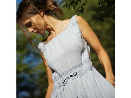 Dusty Blue Boho šaty III (Le Mi)