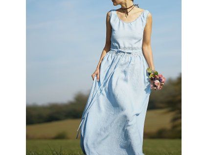Boho maxi šaty Sky Blue V (Le Mi)