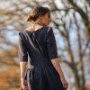Šaty Charlotte boho antracit s výšivkou VI (Le Mi)