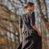 Šaty Charlotte boho antracit s výšivkou I (Le Mi)